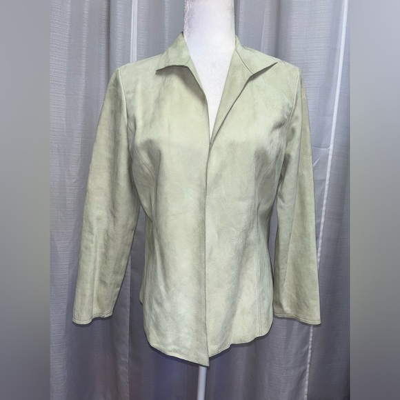 Lafayette 148 light green 100% suede blazer | size Small - Picture 3 of 8